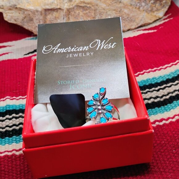 Carolyn Pollack American West Sleeping Beauty Turquoise Sterling Ring Size 9 - Picture 3 of 7